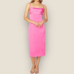 WeWoreWhat - Cowl Neck Satin Midi Dress Pink Size 6 NWT